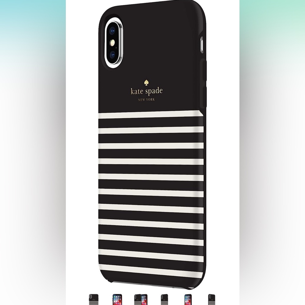 kate spade new york Black/Cream Feeder Stripe Case for iPhone XS Max.